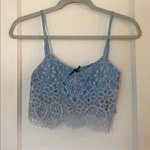 For Love and lemons blue eyelet crop top xs